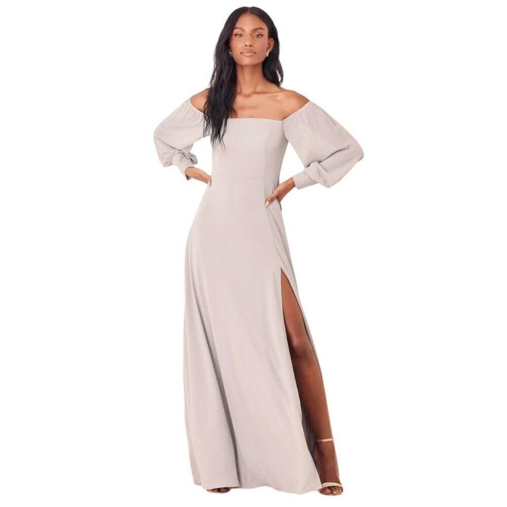 Lulus Long Puff Sleeve Off The Shoulder Maxi Dress 2X NWT Feminine Romantic